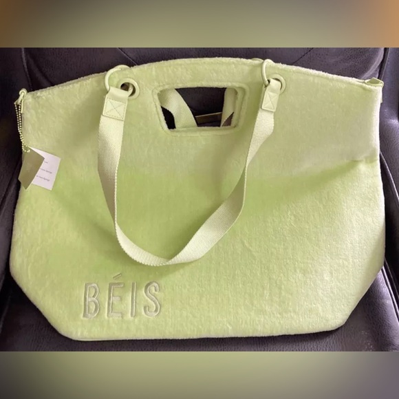 NWT BEIS Terry Tote in Citron Neon Green NEW! - Picture 3 of 7
